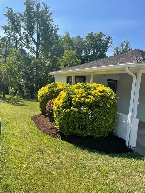A House With A Porch And Bushes In Front Of It - Perry Hall, MD - Oakwood Landscaping LLC