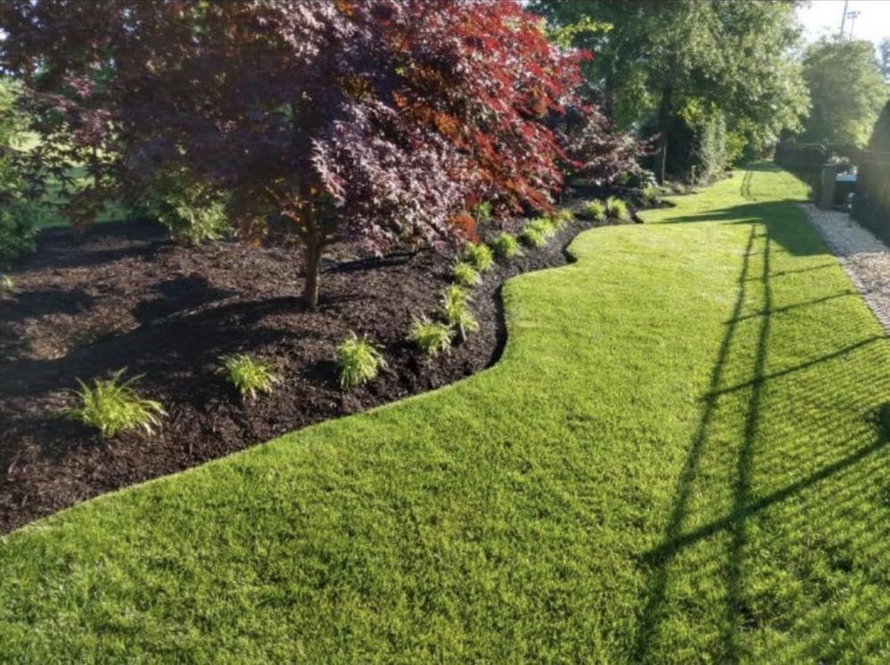 A Lush Green Lawn With Trees And Bushes In The Background - Perry Hall, MD - Oakwood Landscaping LLC