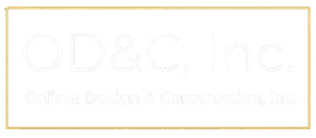 White D&C Inc. logo with a thin gold border on a white background