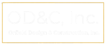 White D&C Inc. logo with a thin gold border on a white background