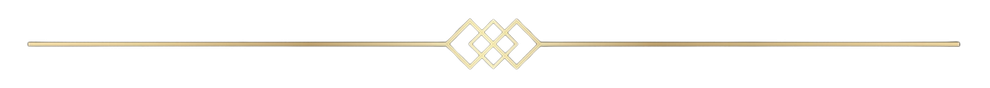 Thin gold decorative divider with a small centered diamond motif on a white background