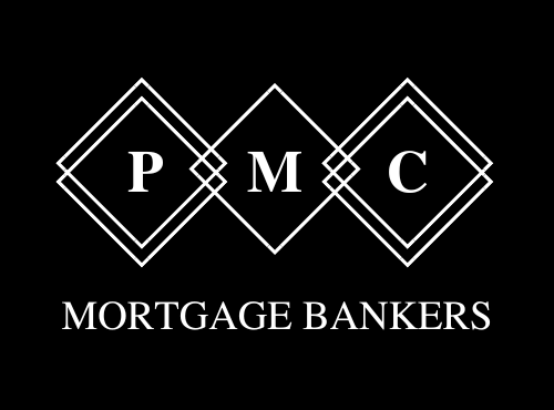PMC Mortgage Bankers logo in white on black with interlocking diamond shapes
