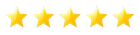 Five gold stars in a row on a white background.