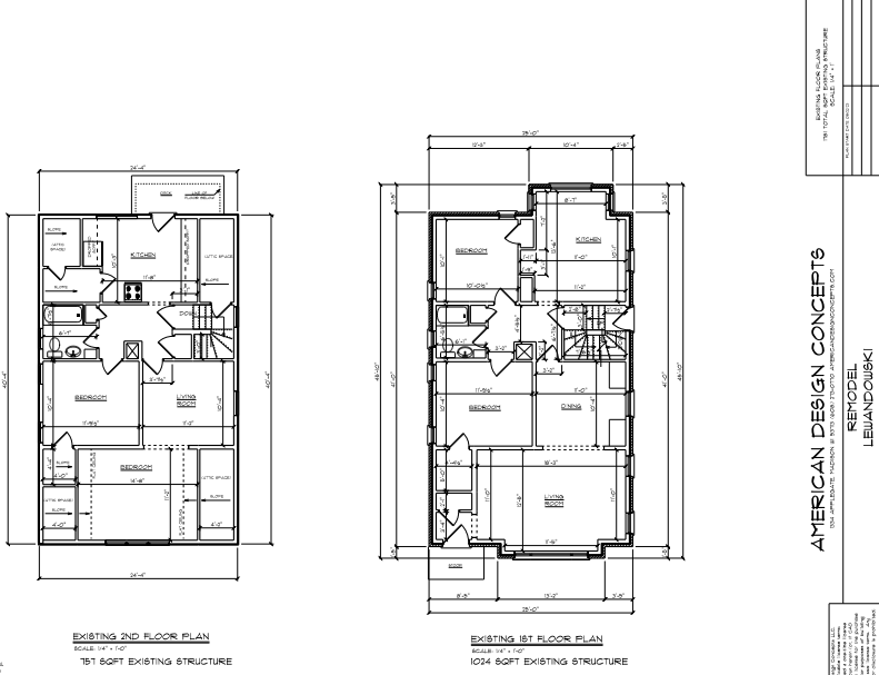 Architectural floor plan drawings showing two black-and-white house layouts side by side.