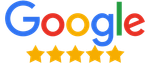 il logo di google con cinque stelle su sfondo bianco