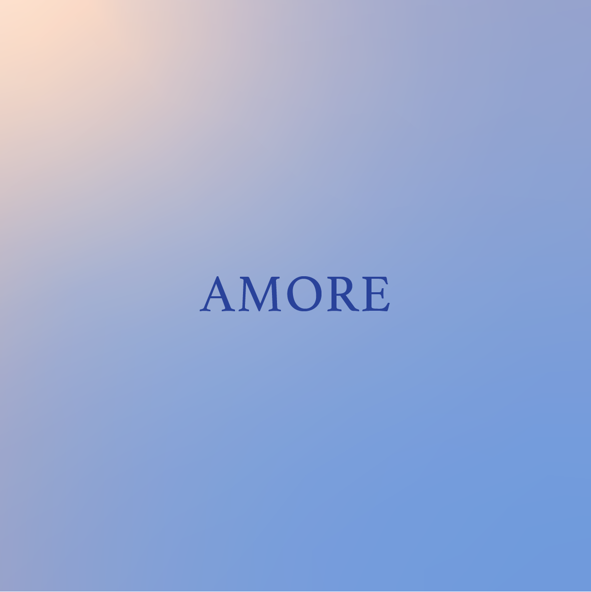 La parola amore è su sfondo blu.