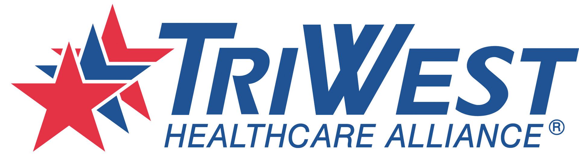 TriWest Healthcare Alliance logo with blue and red star graphic on white background