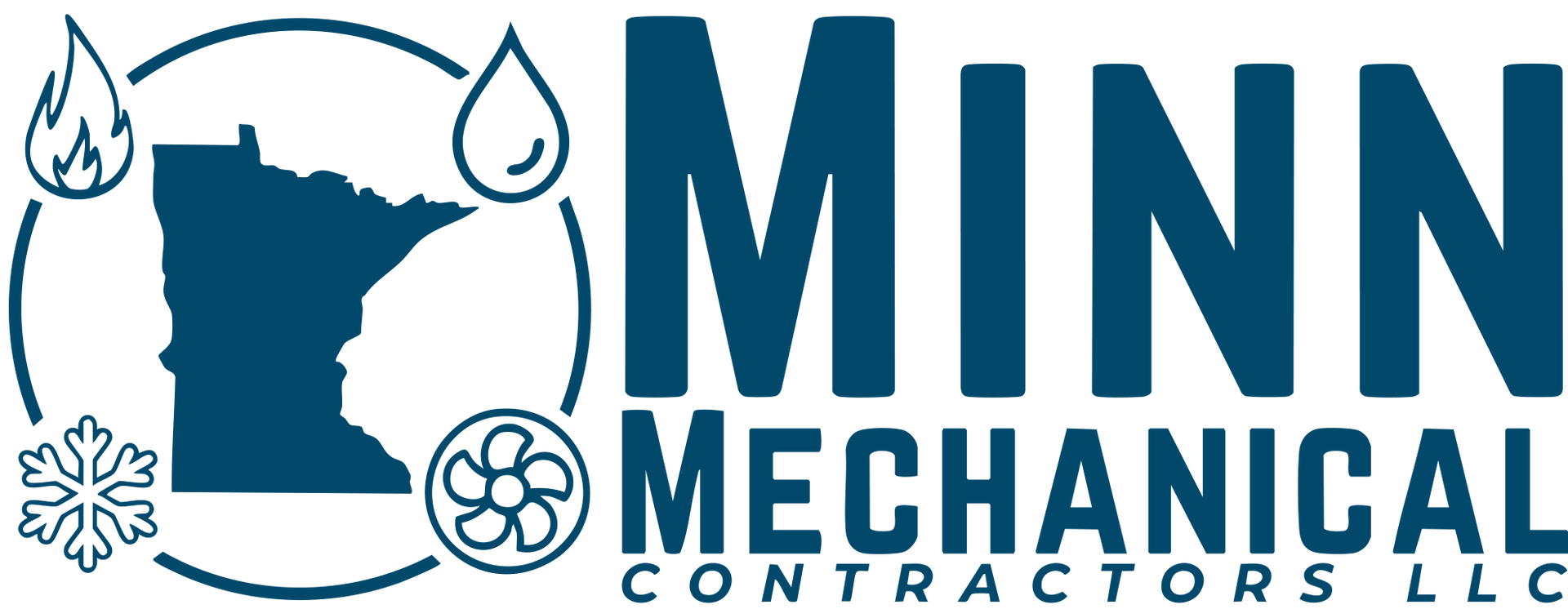Logo for Minn Mechanical Contractors LLC with Minnesota outline, and icons.