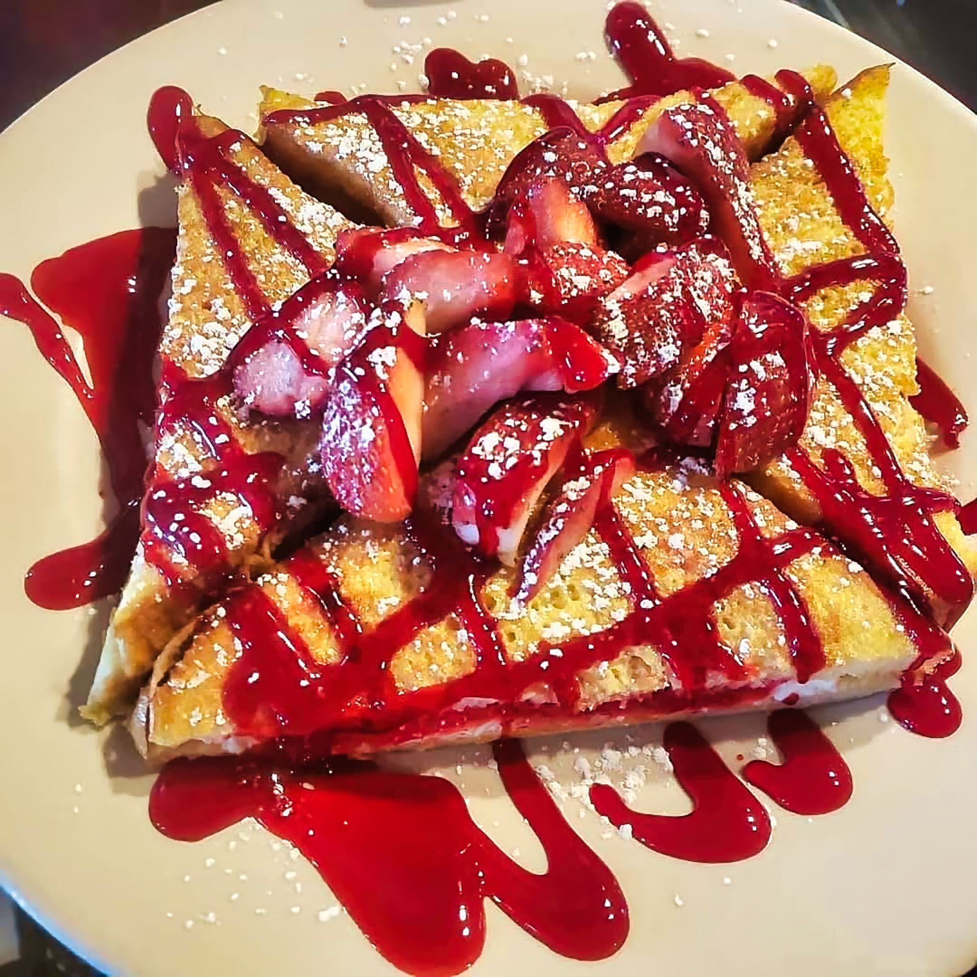 Stuffed Strawberry French Toast at Antonia's Pancake House