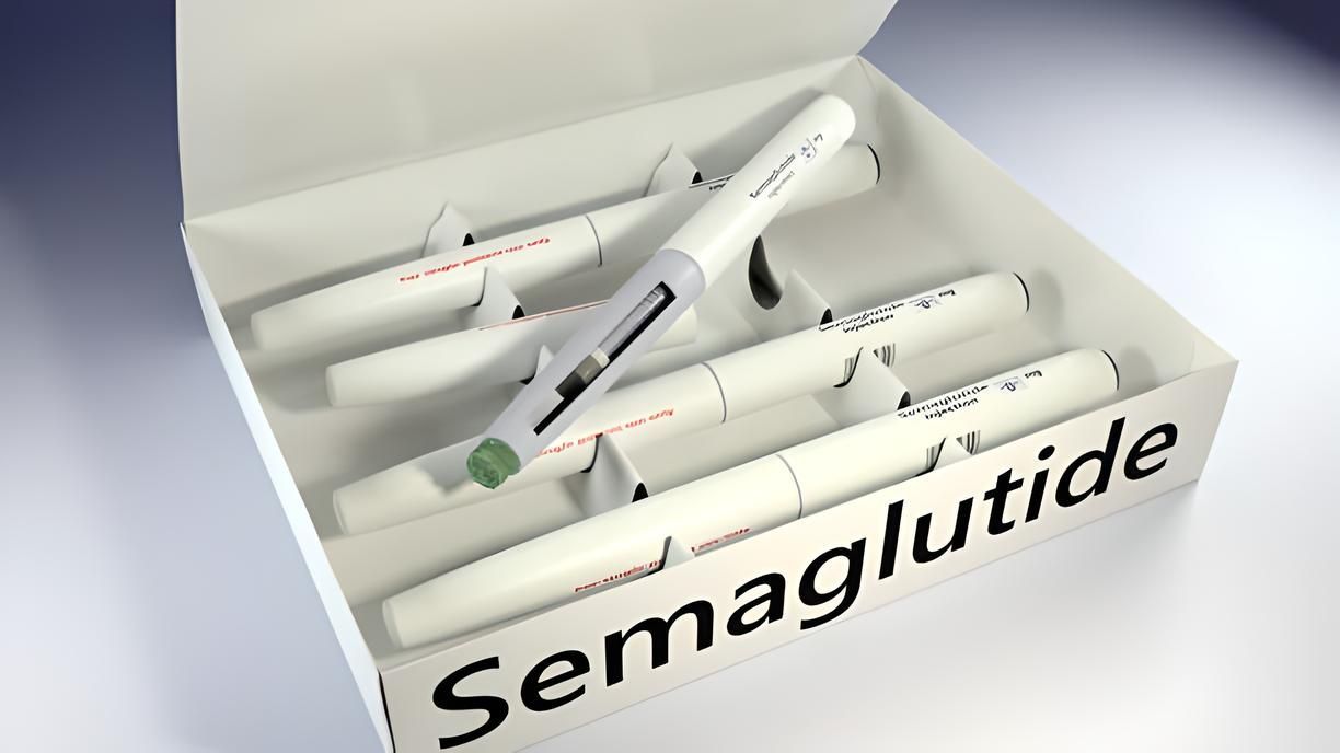A pair of semaglutide injection pens and a measuring tape on a table