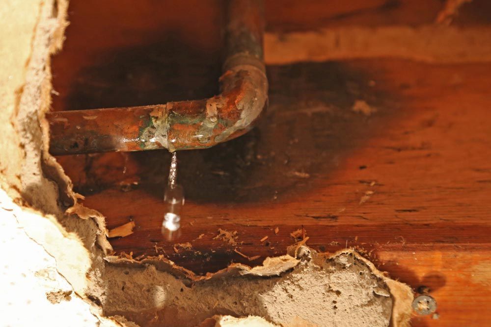 Damage caused by leaky pipe