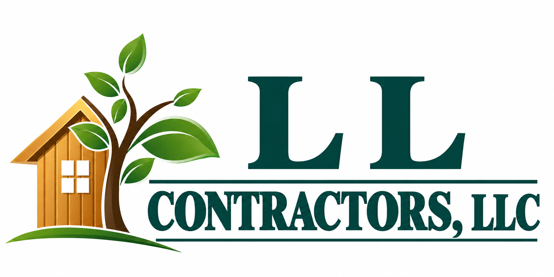 The logo for L L Contractors, LLC shows a house with a tree in front of it.