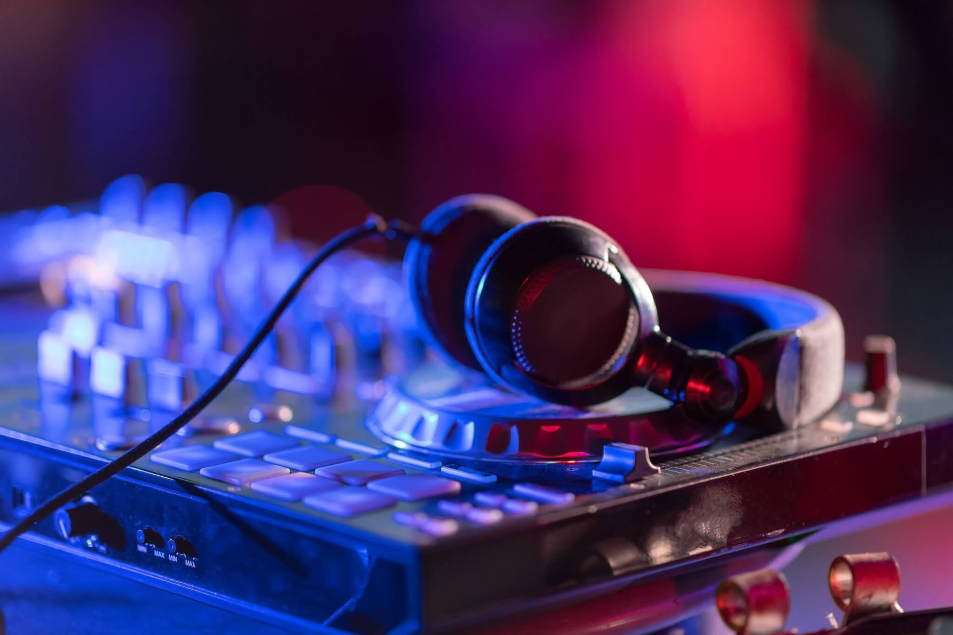 Wedding DJ console with Headphones