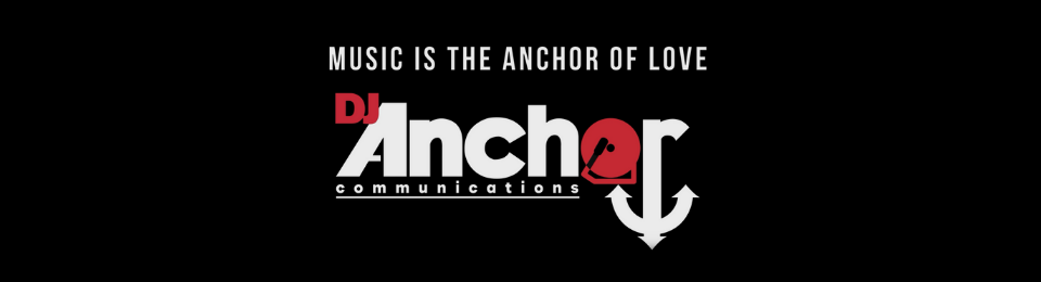 DJ Anchor logo with white anchor on black background and slogan “Music is the Anchor of Love”