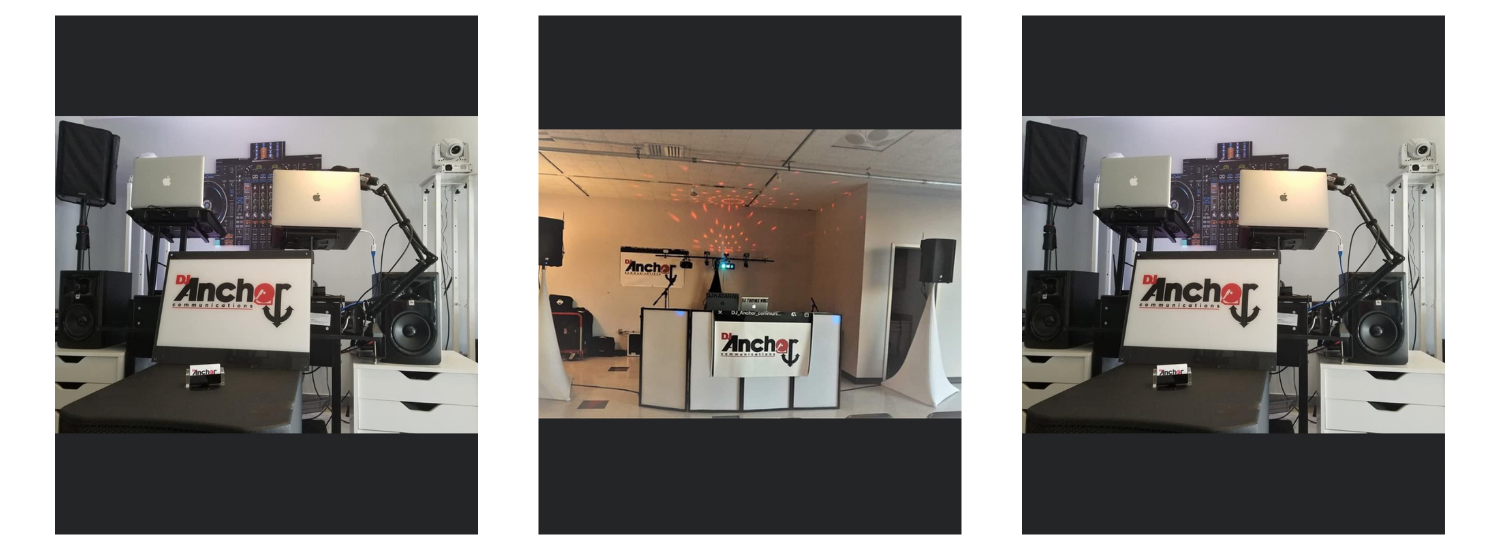 Three-panel view of a white robot arm in a lab, with a central scene lit warm orange between two darker views.