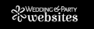 WeddingPartyWebsites logo in white text with a flower icon on a black background