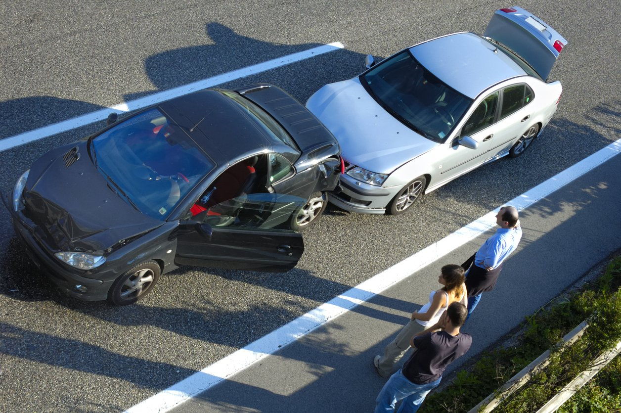 Auto accident involving two cars