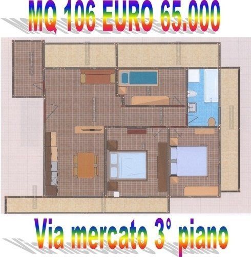 appartamento con tre camere da letto