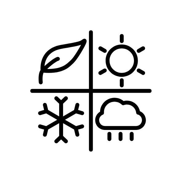 A black and white icon of the four seasons.