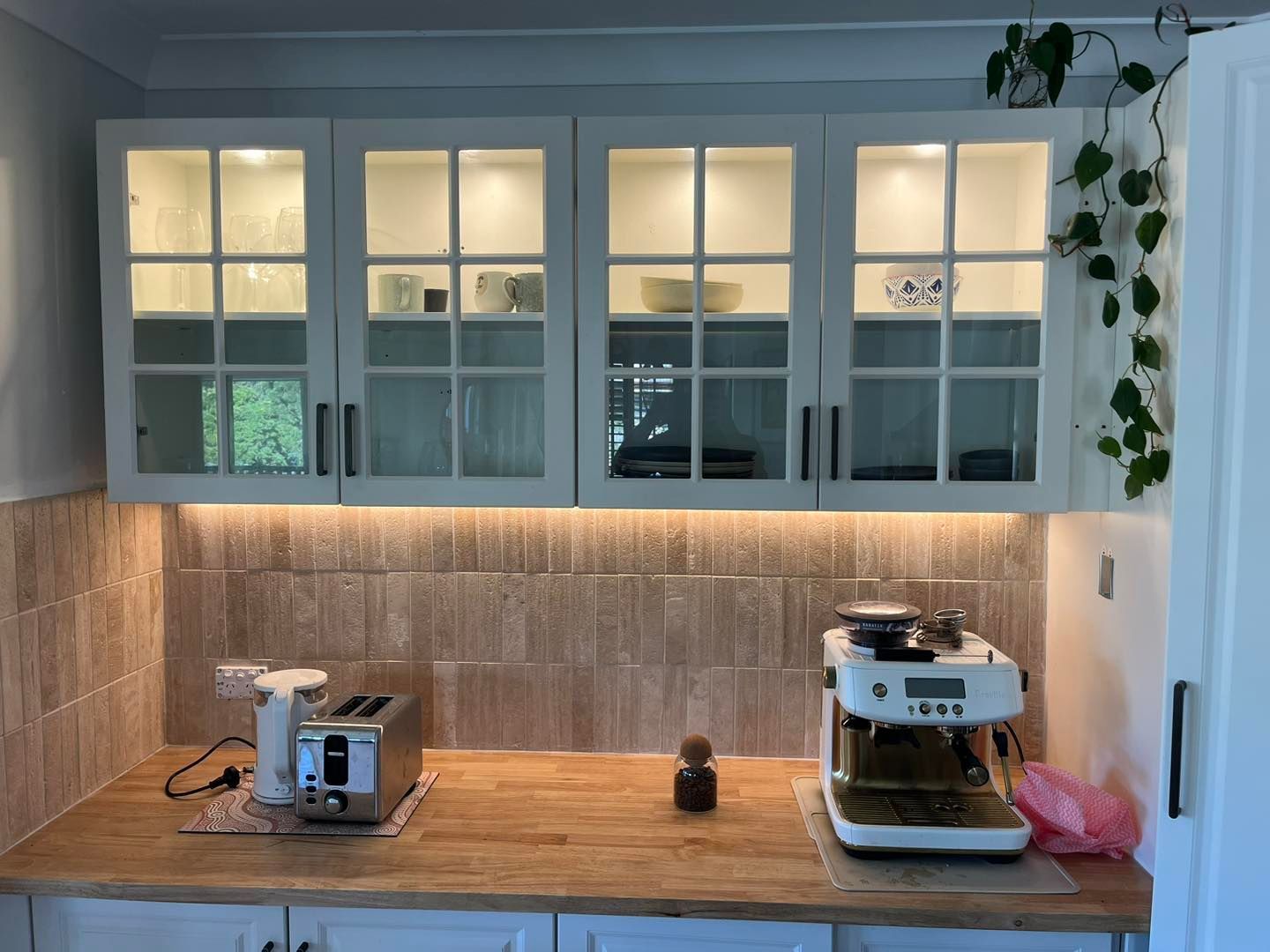 Kitchen Counter With a Coffee Machine and Toaster — OHMY Electrical Contractors in Camp Hill, QLD