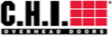 C.H.I. Overhead Doors logo with black text and red grid graphic on white background