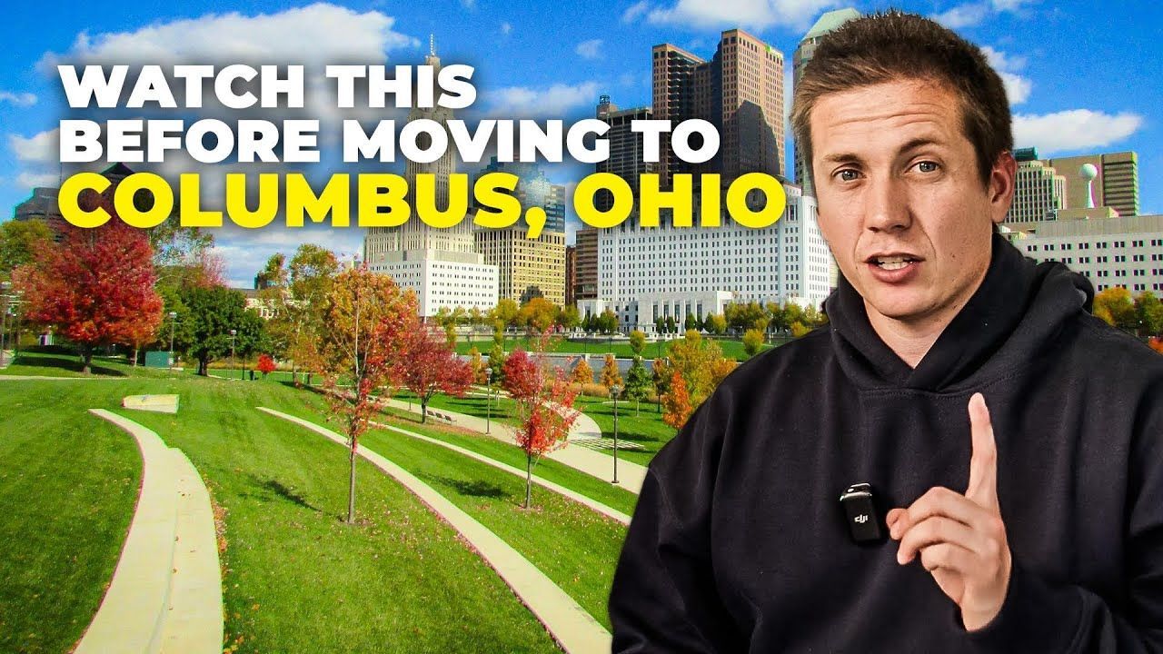 A man in a black hoodie is talking about moving to columbus , ohio.