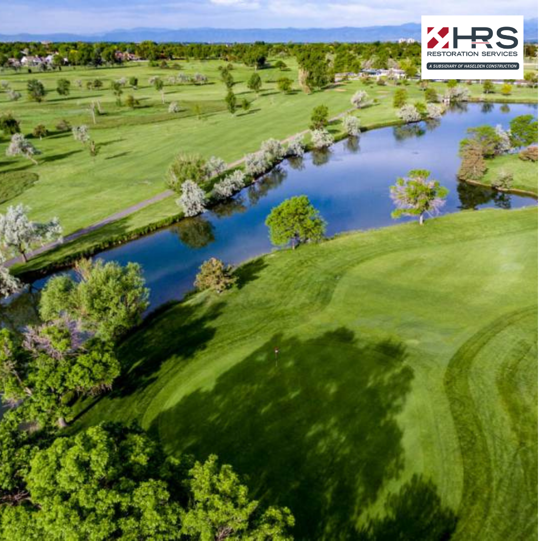 Aurora Hills Golf Course Aerial view of Aurora Hills Golf Course, green space and water features in Aurora, Colorado