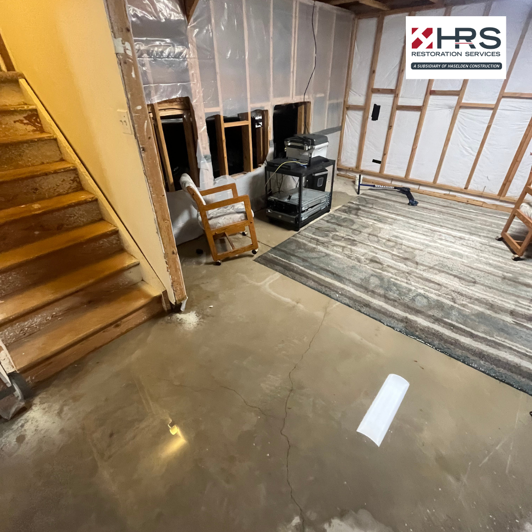 Severe water damage inside flooded commercial property in Englewood CO requiring immediate restoration by HRS
