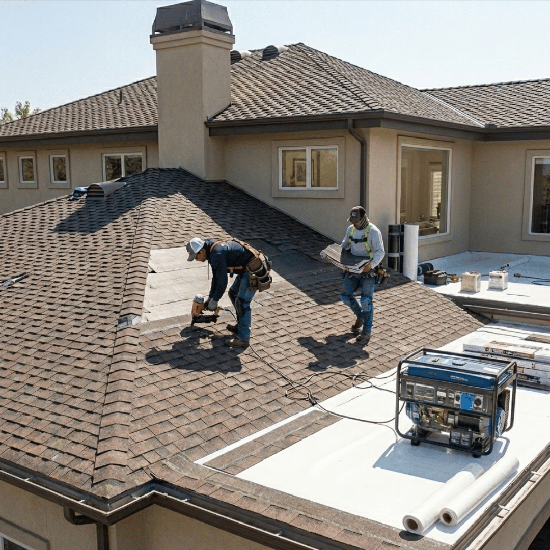 HRS technicians performing commercial roof repair and installation services in Colorado.