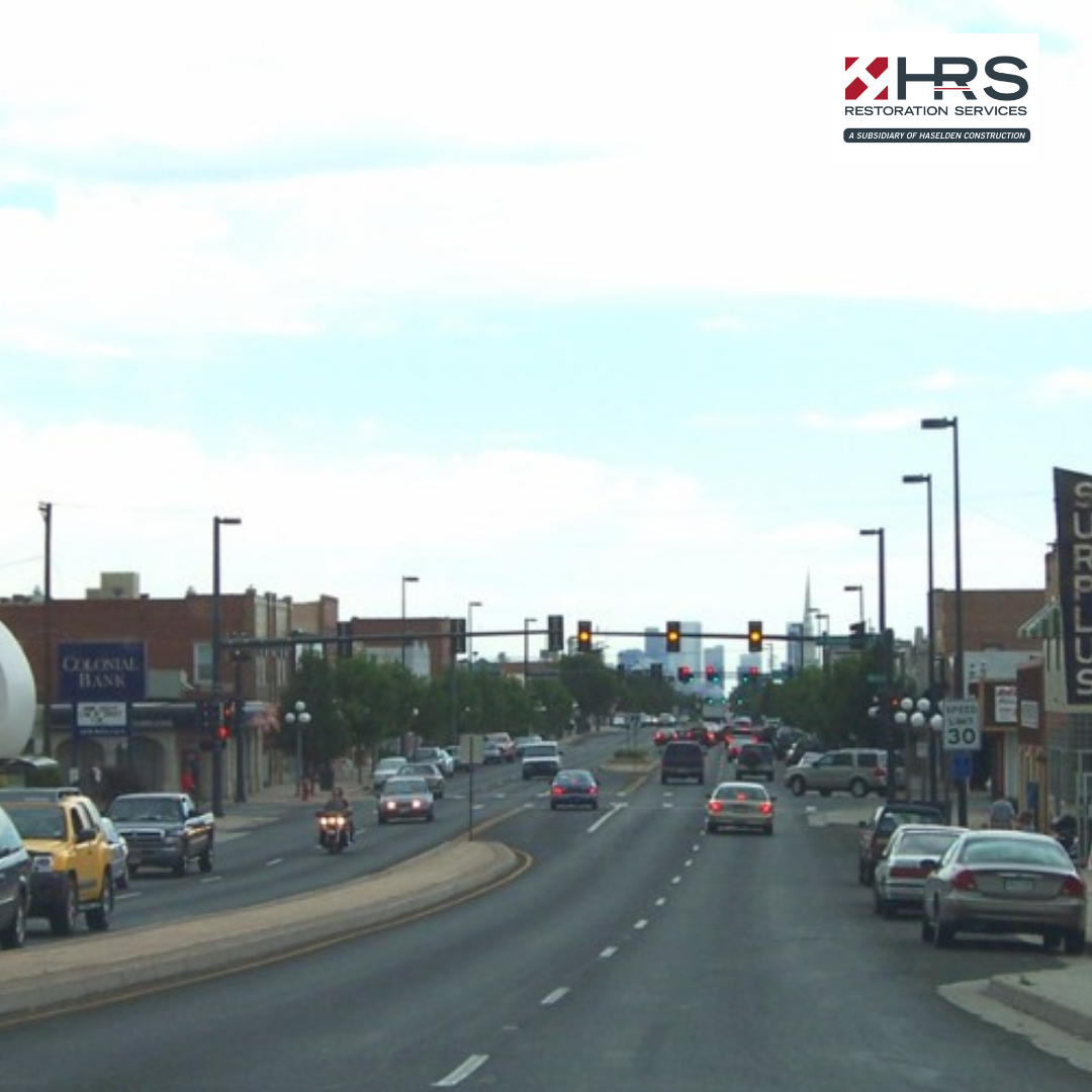 Downtown Englewood Colorado service area where HRS Restoration Services provides water damage restoration services