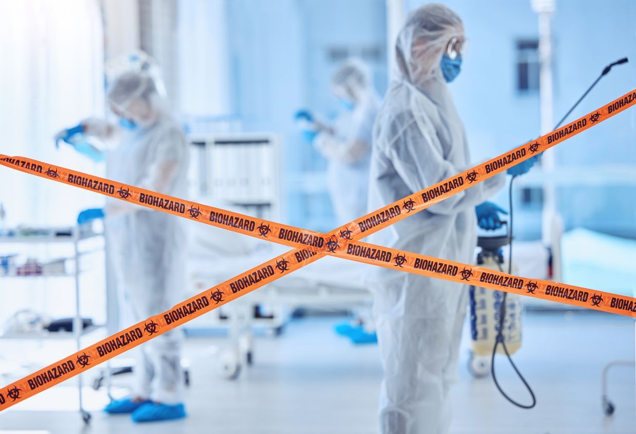 biohazard cleanup team at a hospital