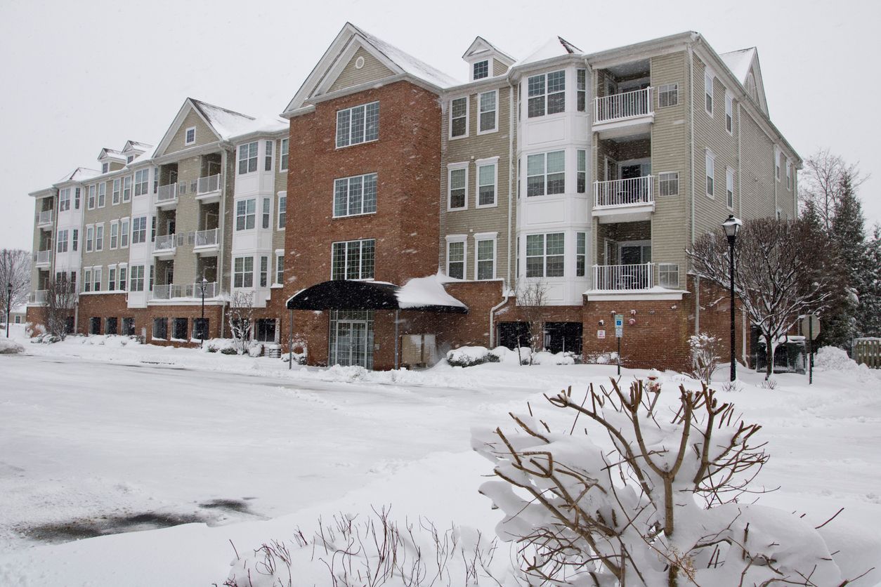 multifamily apartment building after a winter storm