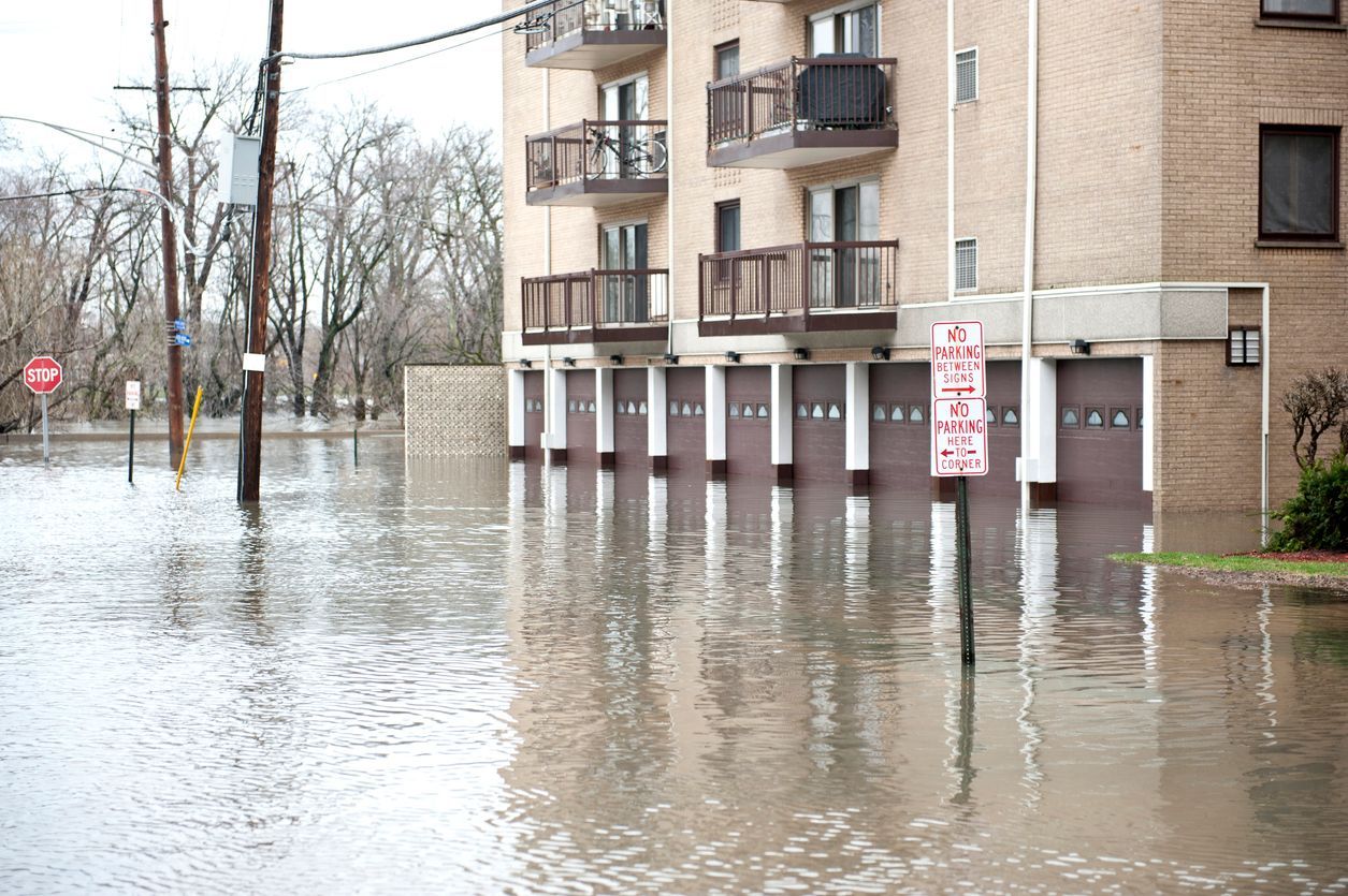 apartment building sustaining water damage from a flood