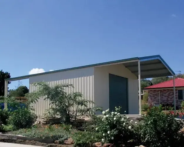 Double Garage Shed With Awning — ShedPro Constructions in Darawank, NSW