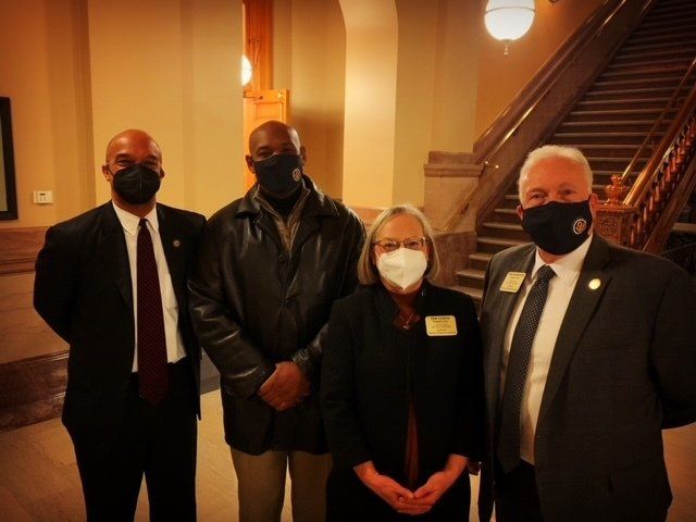 Image of Rep. Curtis with Nancy Burns, WyCo Register of Deeds & Rep Louis Ruiz