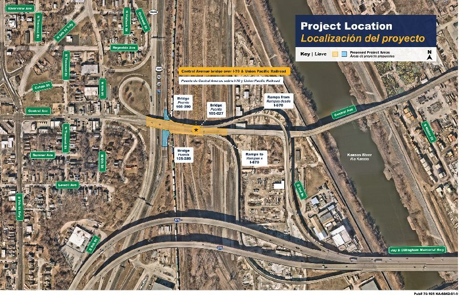 Aerial map of the Central Avenue Bridge area