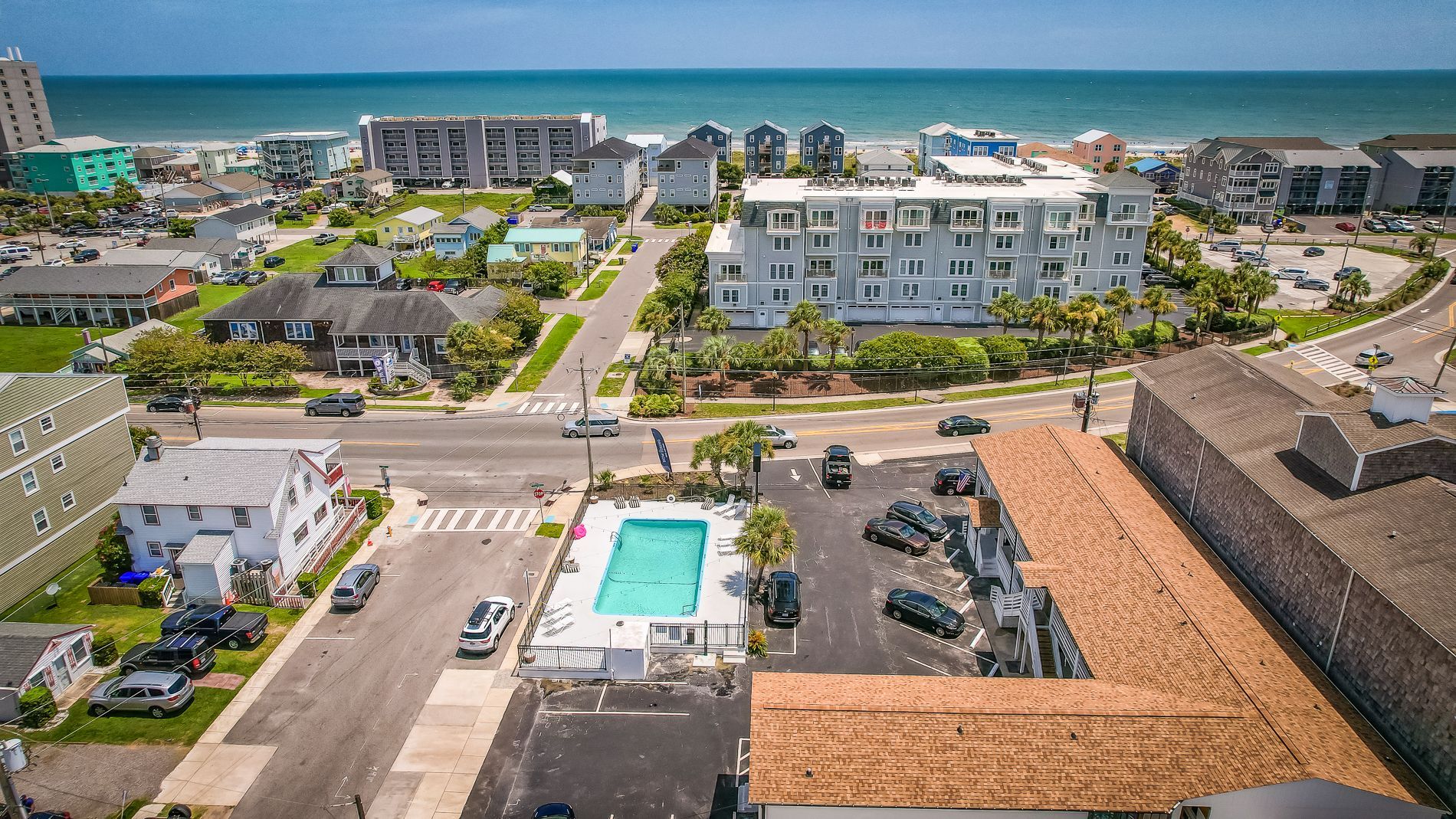 Arie view of Dry Dock Inn and Carolina Beach