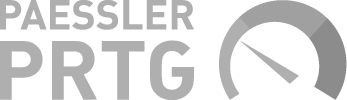 Logotipo da PAESSLER PRTG com um gráfico de velocímetro.
