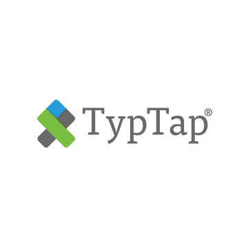 TypTap logo with multicolored diamond icon and gray text on white background