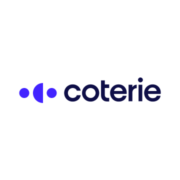 Coterie logo with purple icon and dark navy text on a white background