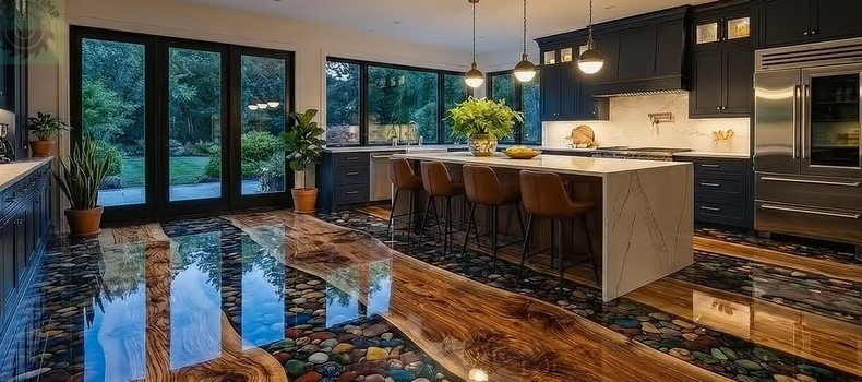 Kitchen with Epoxy Floor Design