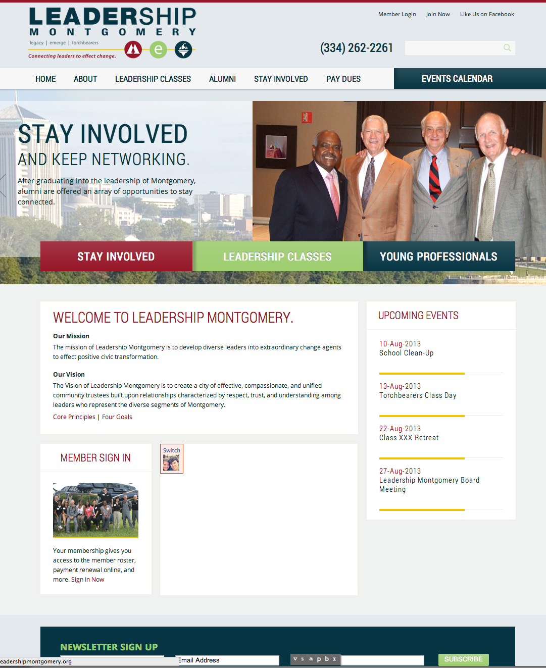 Screenshot of the Leadership Montgomery website