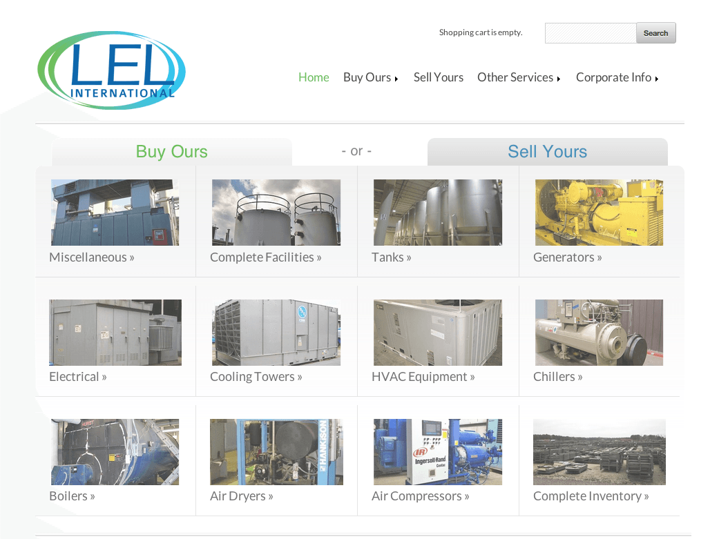 Screenshot of the LEL International website home page