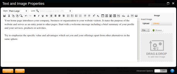 Productive CMS Text and Image editor screenshot