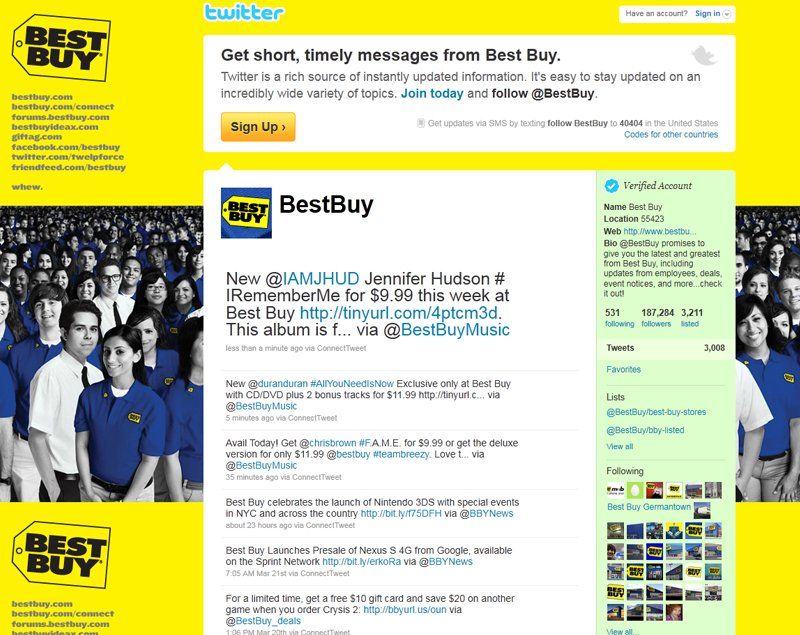 Best Buy Twitter profile