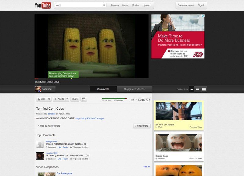 YouTube Cosmic Panda video page