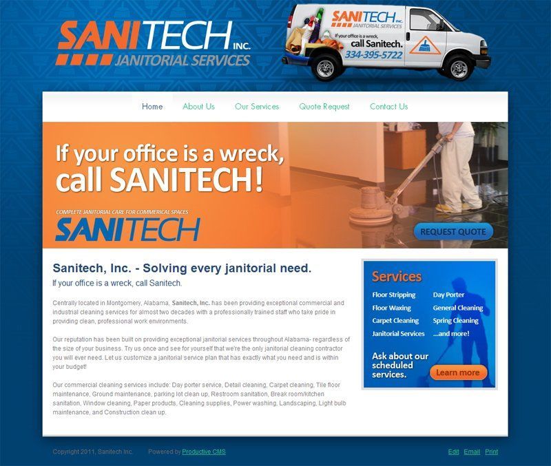 Screenshot of the Sanitech website