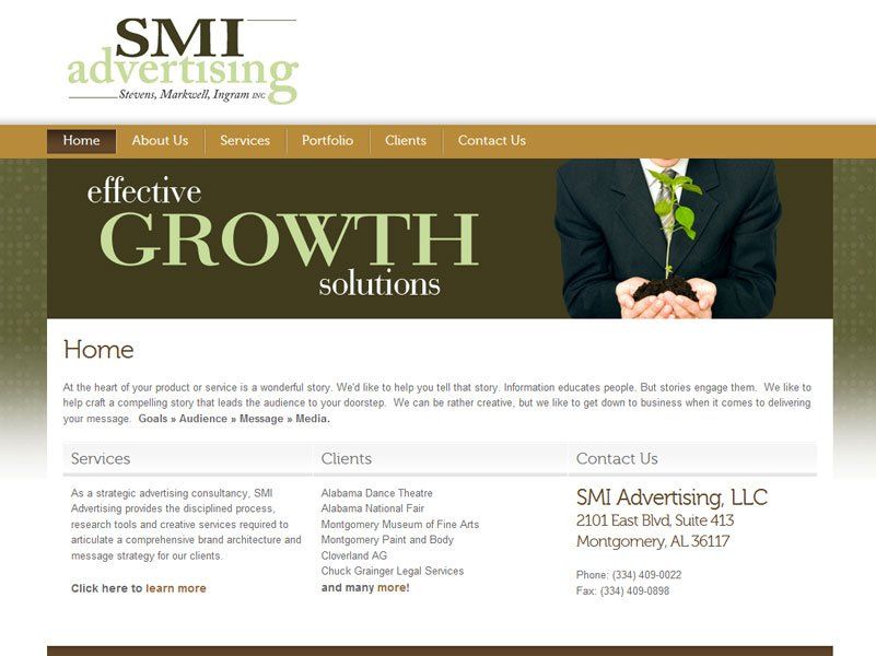 Screenshot of the SMI Advertising website