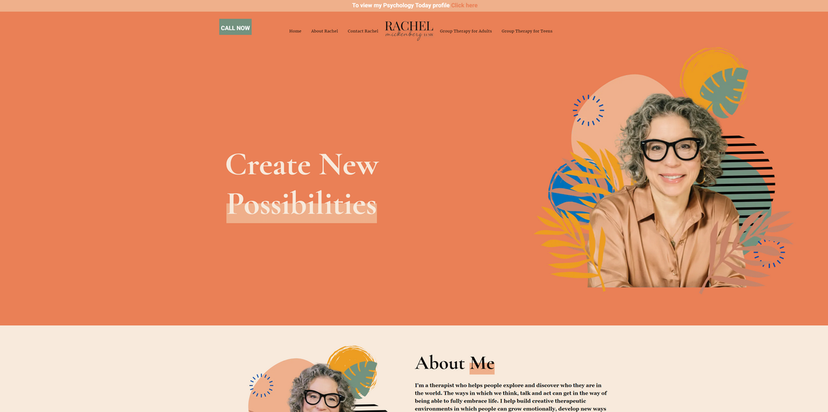 Screenshot of Rachel Mickenberg's redesigned website