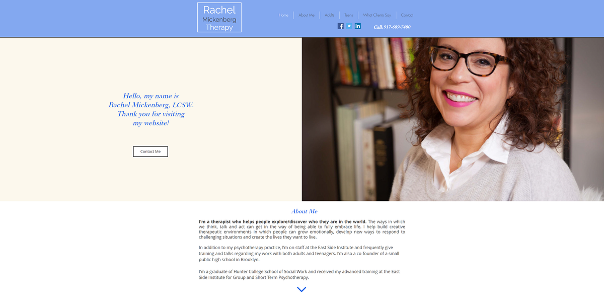 Screenshot of Rachel Mickenberg's original website